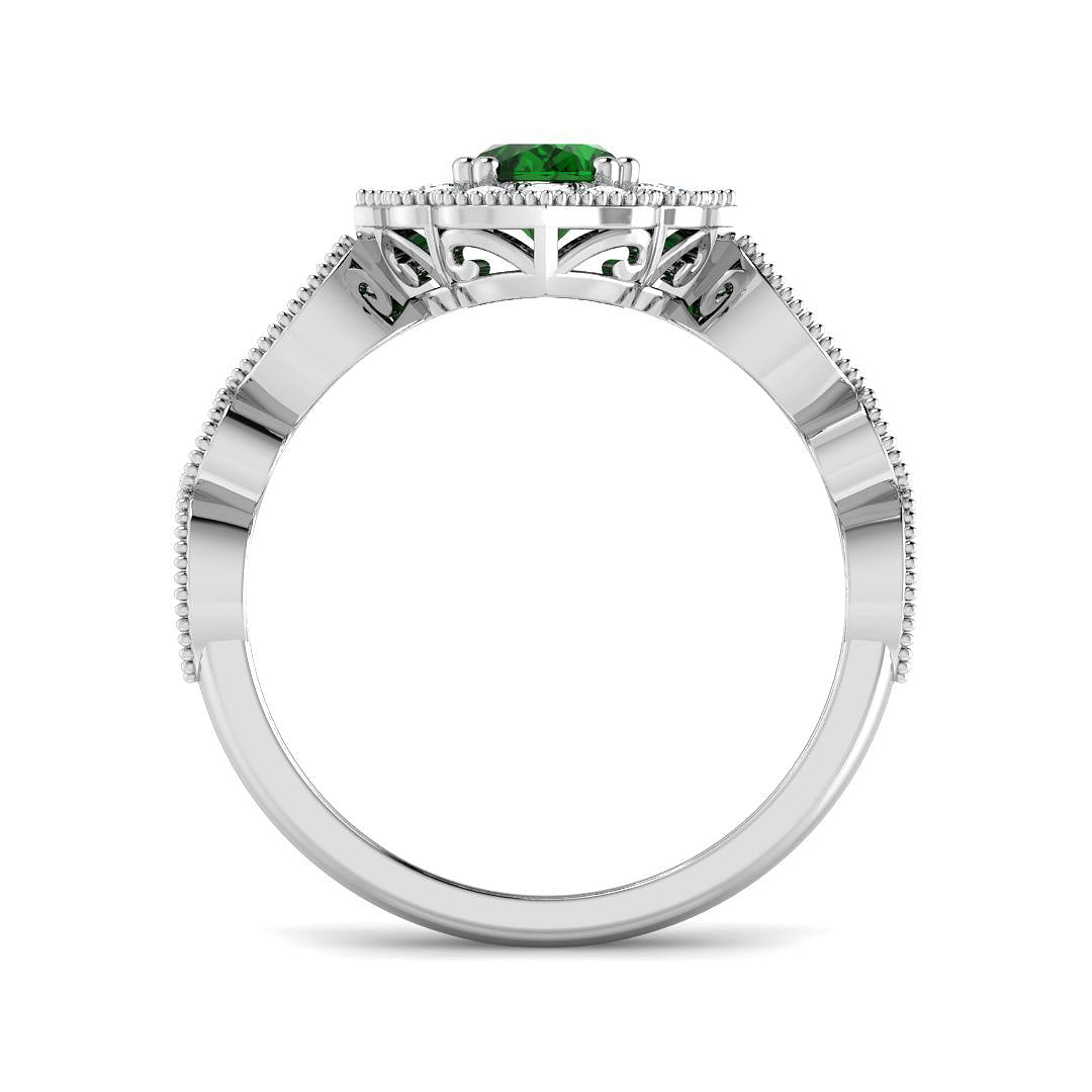 9ct White Gold 1.12ct Laboratory Grown Lab Columbian Emerald Ring