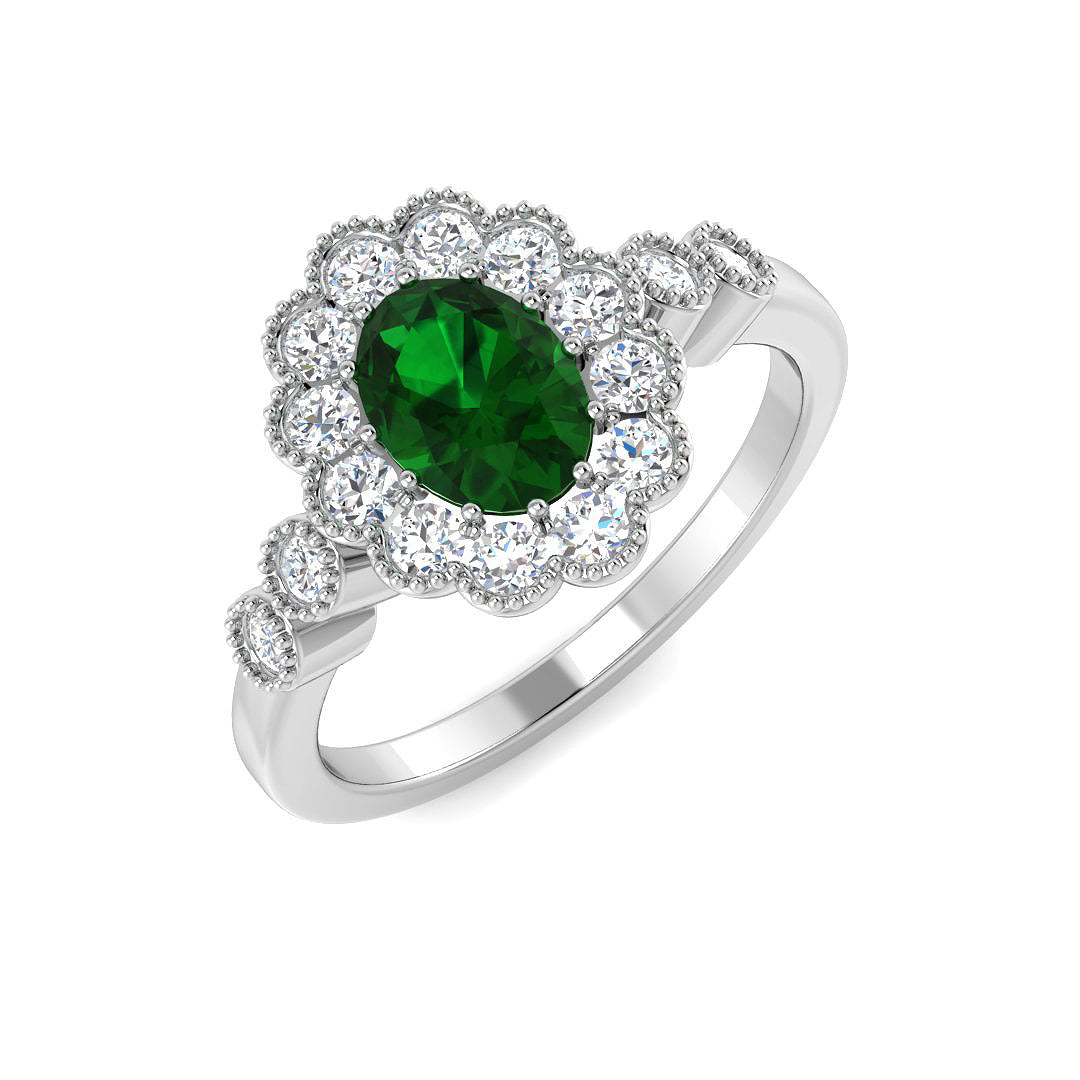 9ct White Gold 1.23ct Laboratory Grown Lab Columbian Emerald Ring