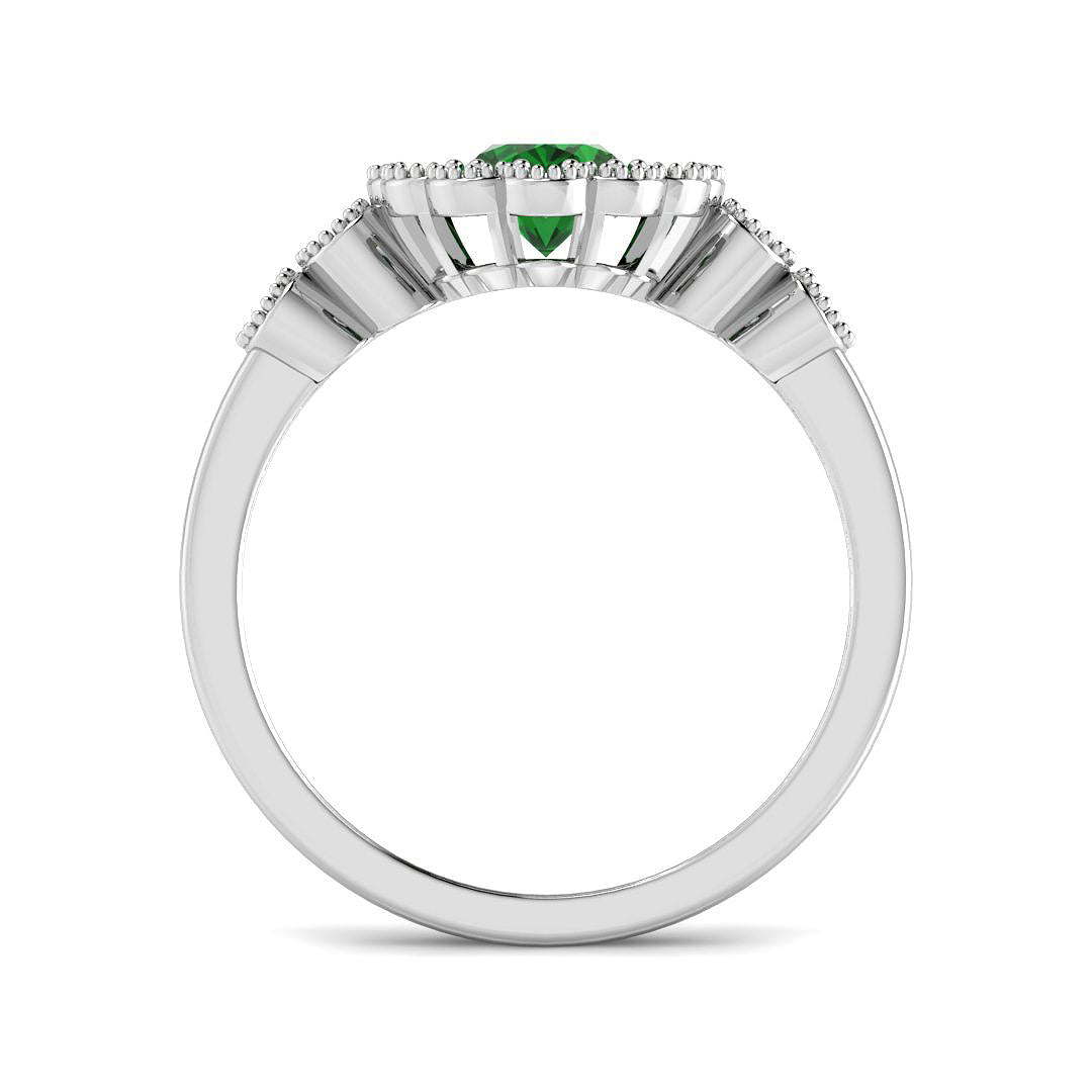 9ct White Gold 1.23ct Laboratory Grown Lab Columbian Emerald Ring