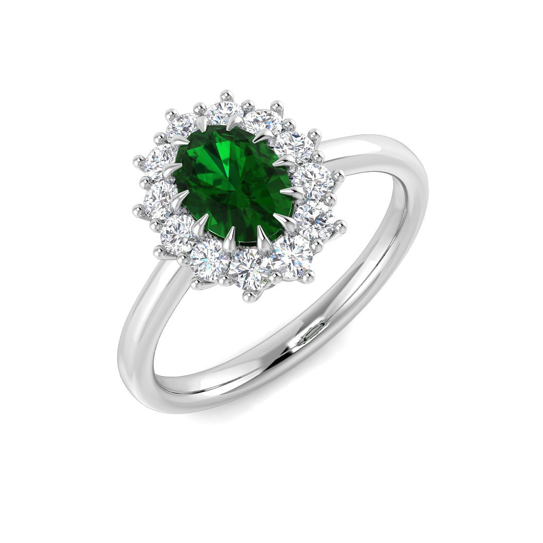 9ct White Gold 1.13ct Laboratory Grown Lab Columbian Emerald Ring