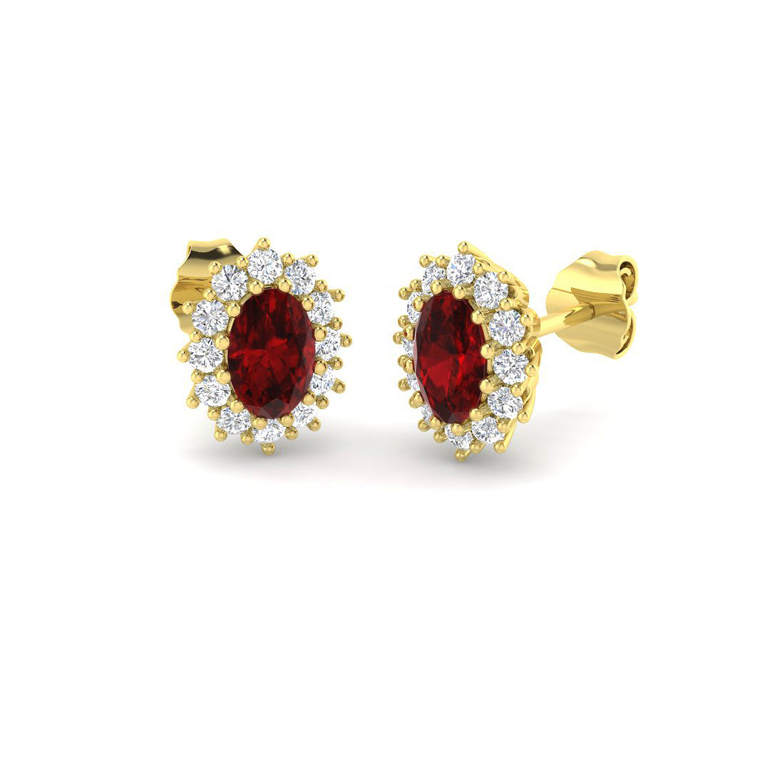 9ct Yellow Gold 1.61ct Ruby Earrings