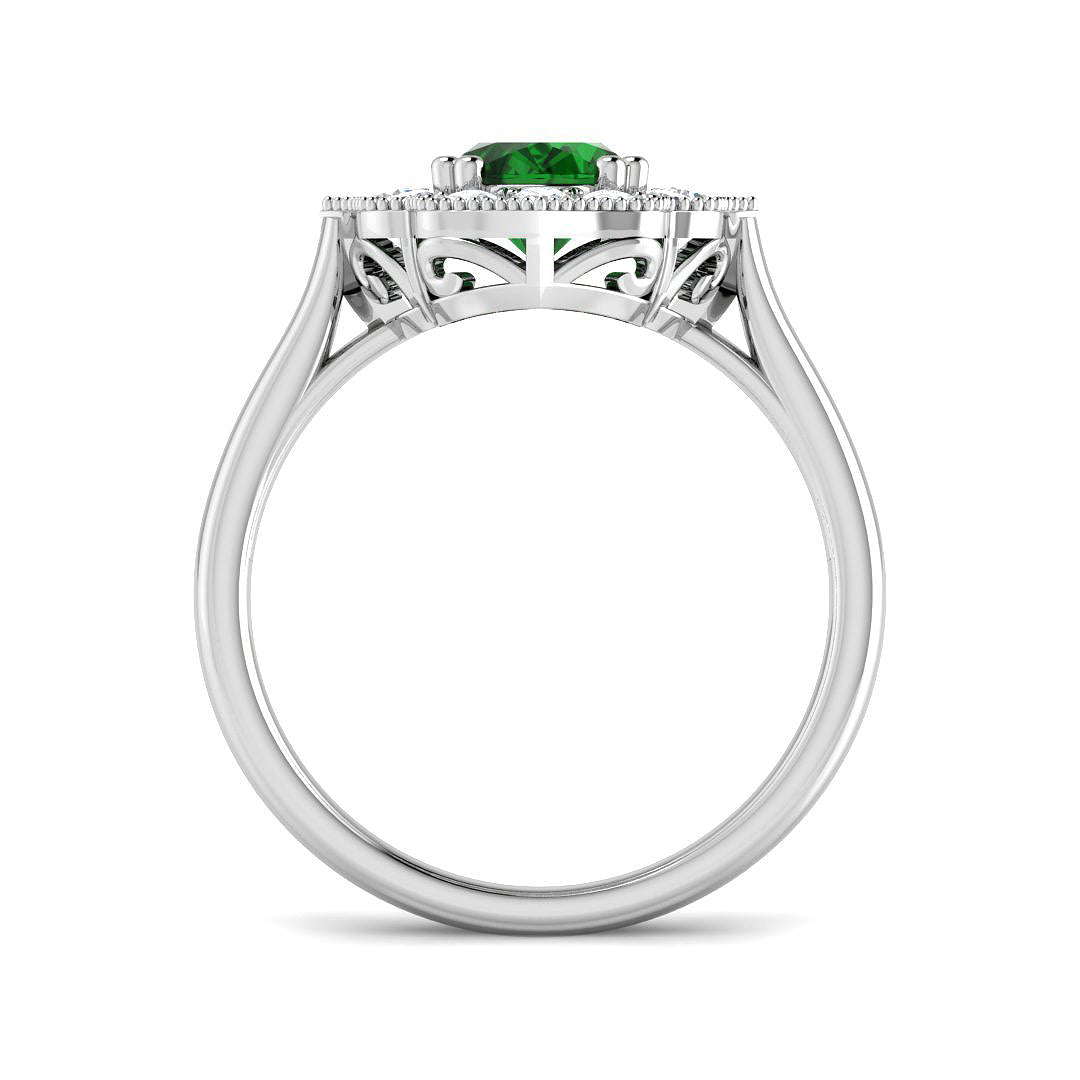 9ct White Gold 1.53ct Laboratory Grown Lab Columbian Emerald Ring