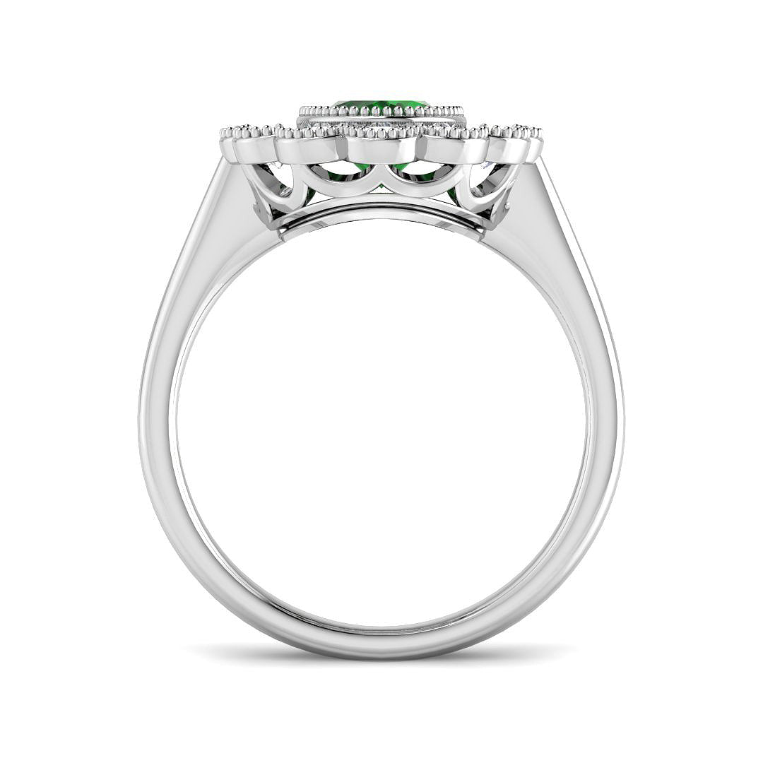 9ct White Gold 2.18ct Laboratory Grown Lab Columbian Emerald Ring