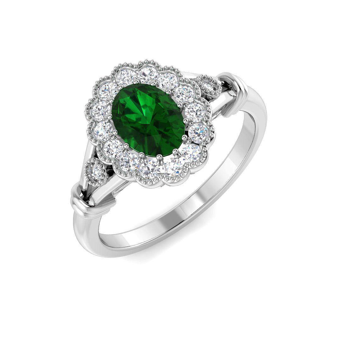 9ct White Gold 1.04ct Laboratory Grown Lab Columbian Emerald Ring