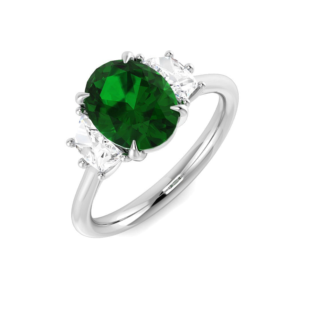 9ct White Gold 2.34ct Laboratory Grown Lab Columbian Emerald Ring