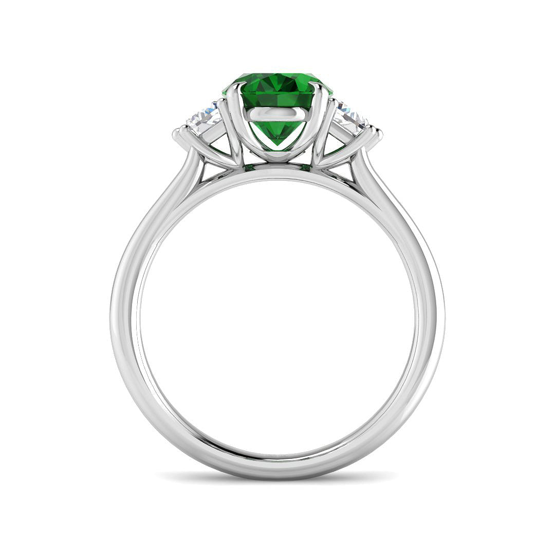 9ct White Gold 2.34ct Laboratory Grown Lab Columbian Emerald Ring