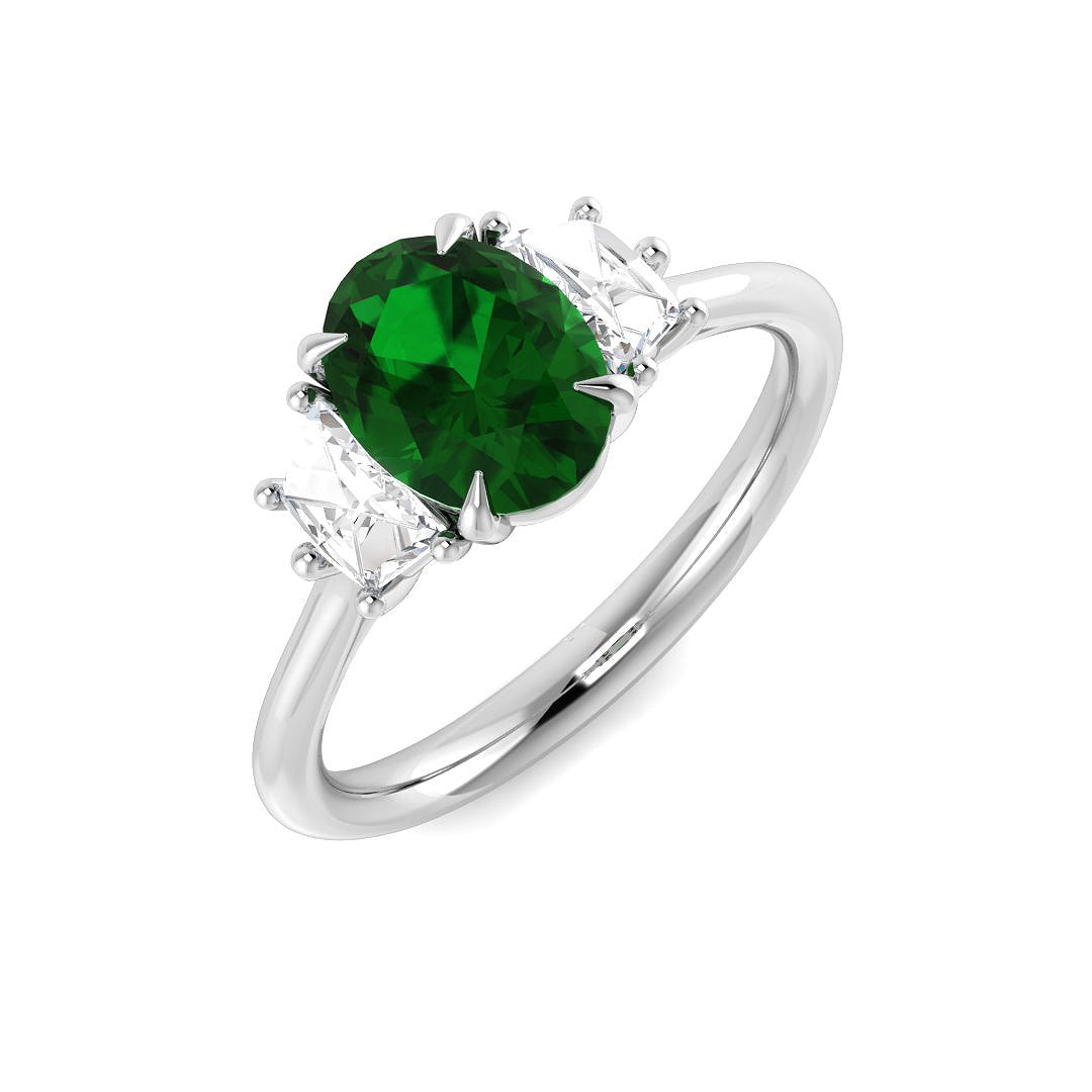 9ct White Gold 1.64ct Laboratory Grown Lab Columbian Emerald Ring