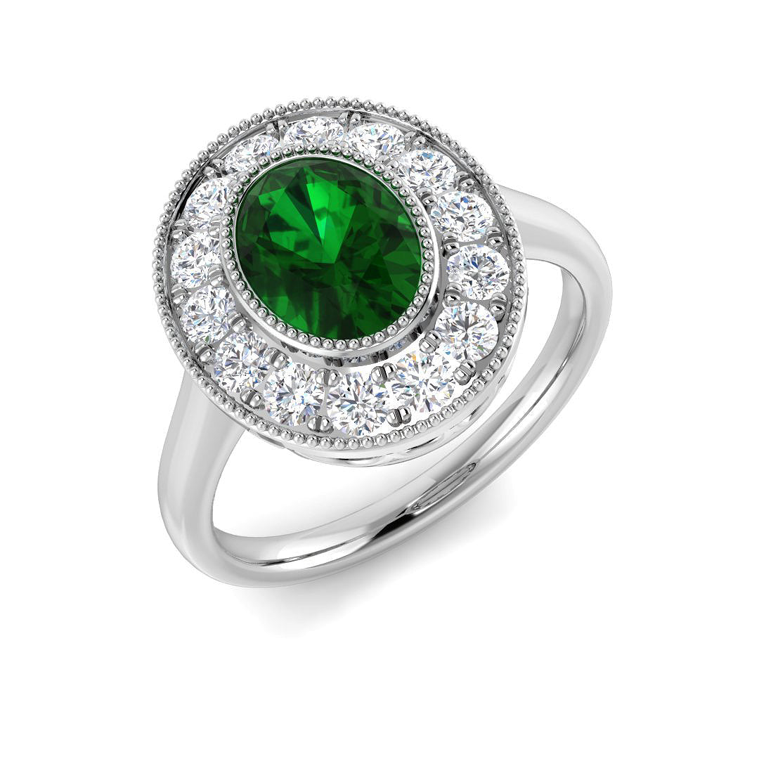 9ct White Gold 1.72ct Laboratory Grown Lab Columbian Emerald Ring