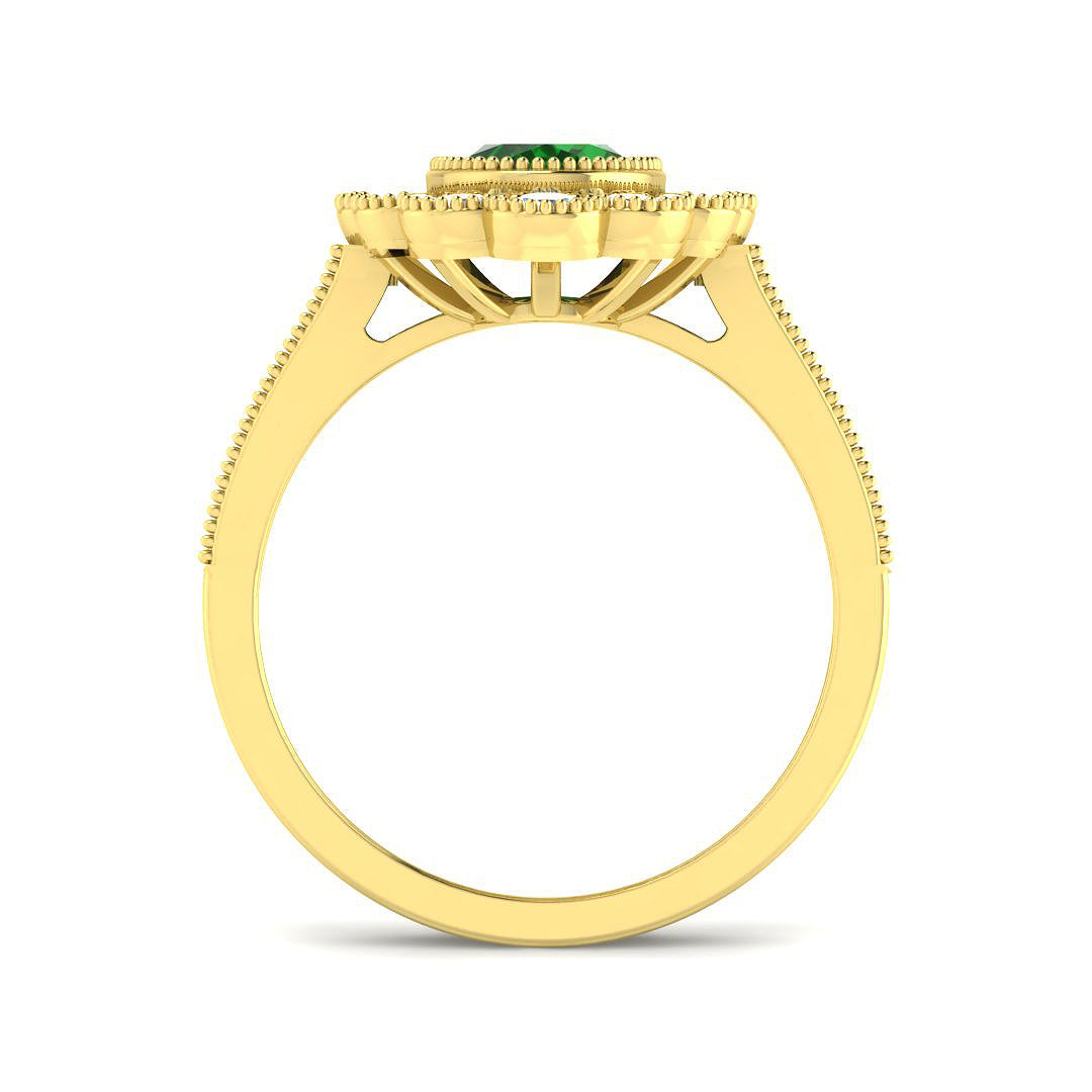 9ct Yellow Gold 2.08ct Laboratory Grown Lab Columbian Emerald Ring