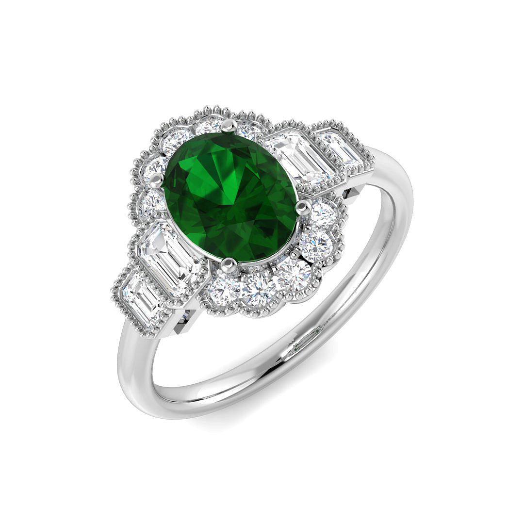 9ct White Gold 1.79ct Laboratory Grown Lab Columbian Emerald Ring