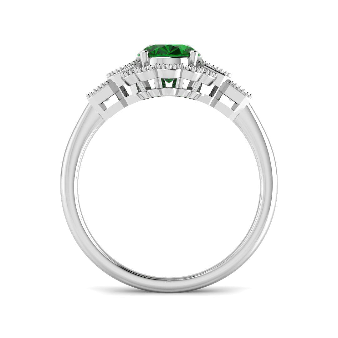 9ct White Gold 1.79ct Laboratory Grown Lab Columbian Emerald Ring