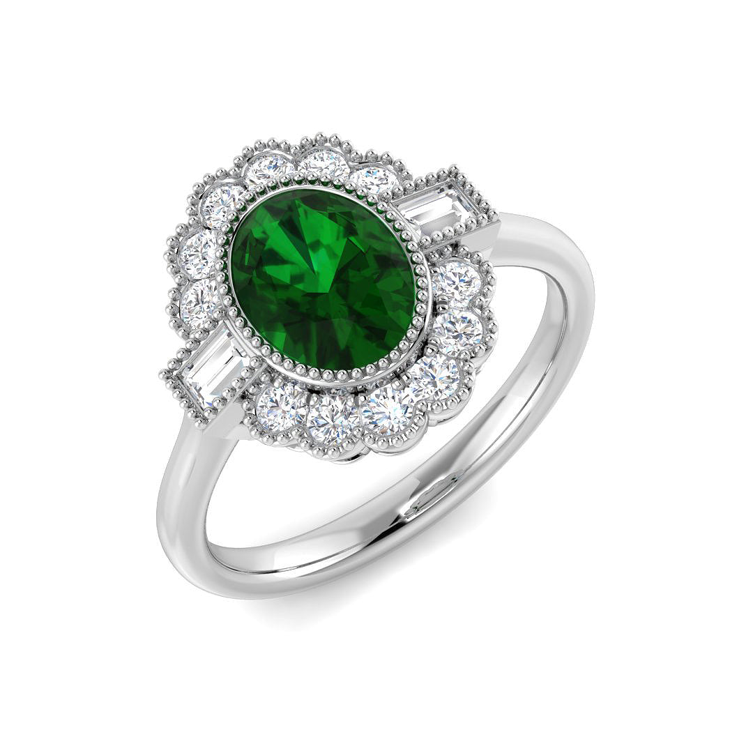 9ct White Gold 1.53ct Laboratory Grown Lab Columbian Emerald Ring