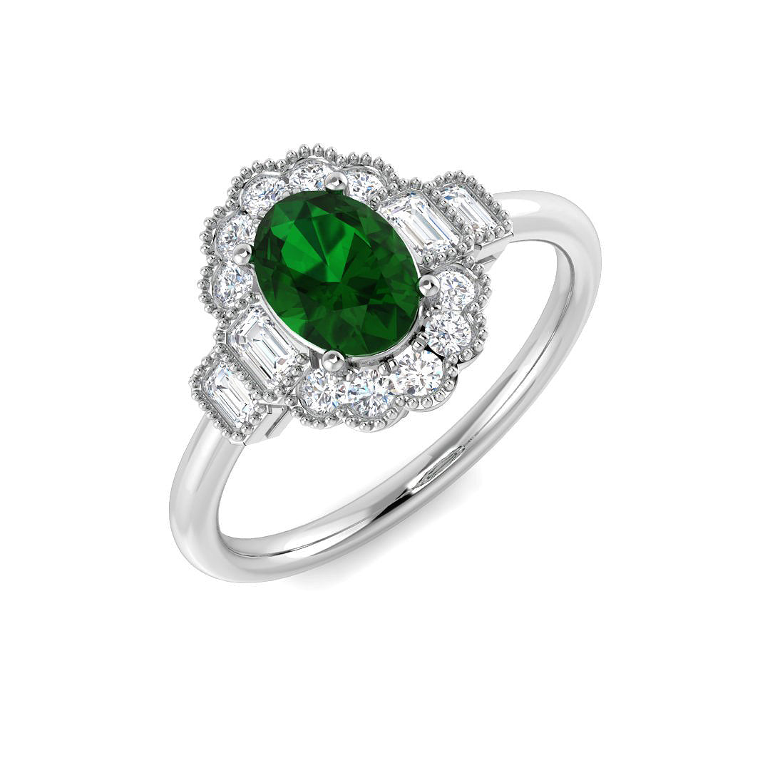 9ct White Gold 1.24ct Laboratory Grown Lab Columbian Emerald Ring