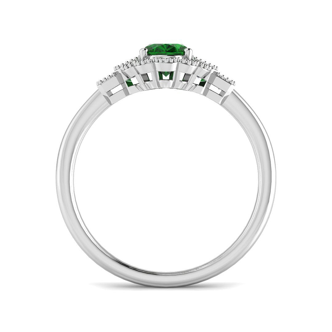 9ct White Gold 1.24ct Laboratory Grown Lab Columbian Emerald Ring