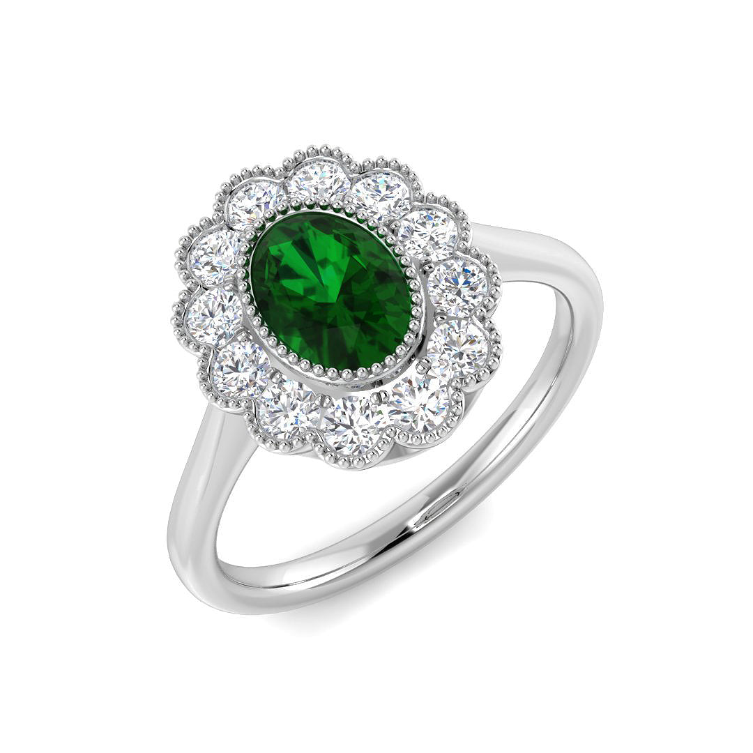 9ct White Gold 1.34ct Laboratory Grown Lab Columbian Emerald Ring