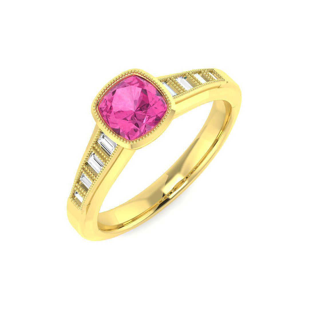 18ct Yellow Gold 0.99ct Pink Sapphire Ring