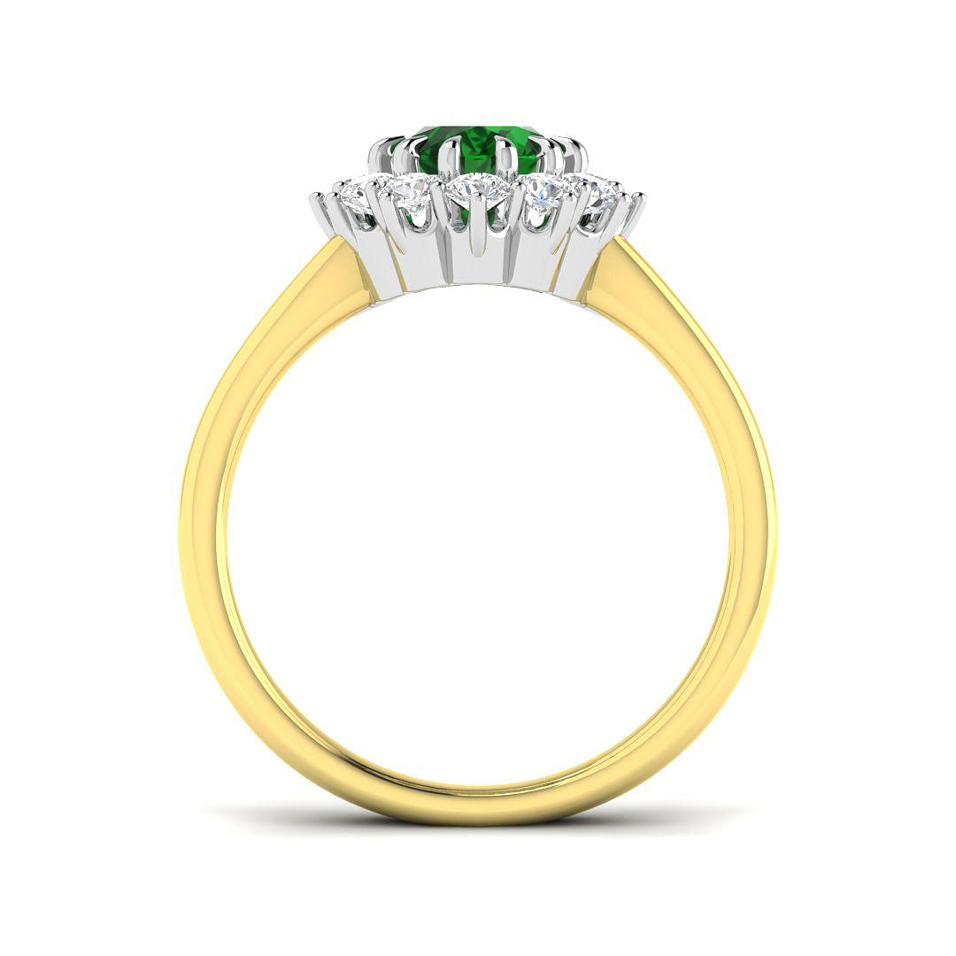 9ct Two-Tone Gold 1.55ct Laboratory Grown Lab Columbian Emerald Ring