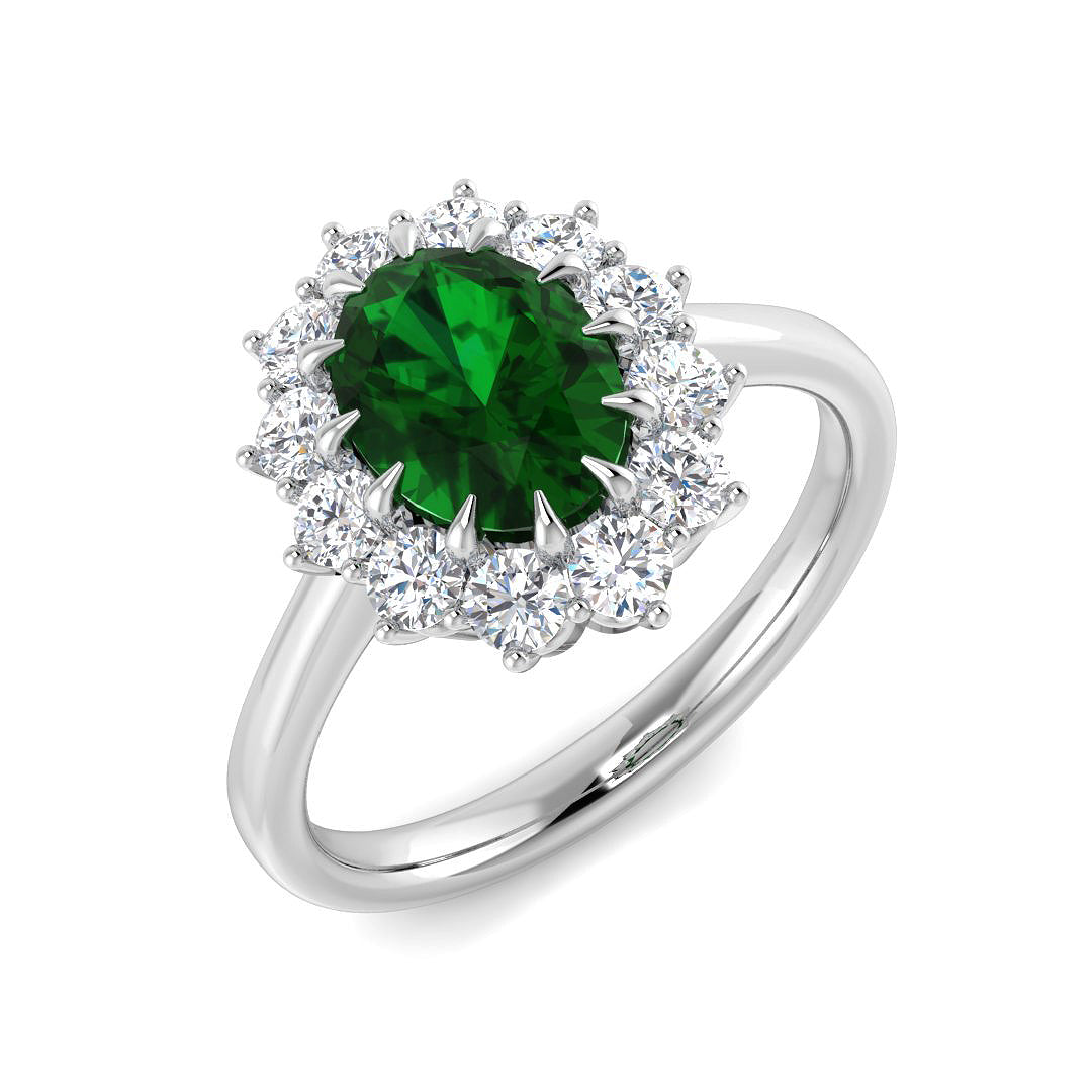 9ct White Gold 1.55ct Laboratory Grown Lab Columbian Emerald Ring
