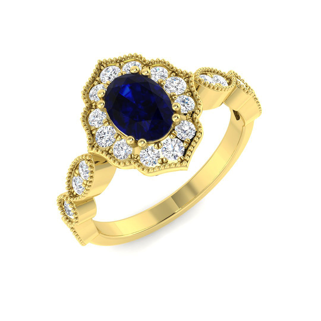 9ct Yellow Gold 1.63ct Blue Sapphire Ring