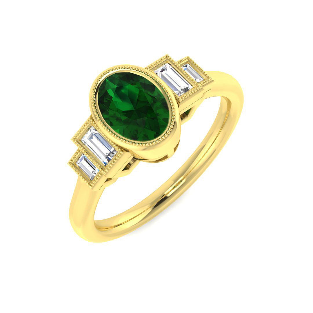 9ct Yellow Gold 0.97ct Emerald Ring