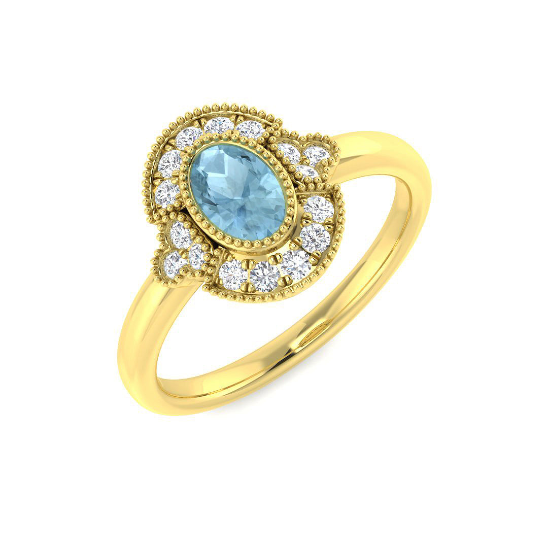 9ct Yellow Gold 0.58ct Aquamarine Ring