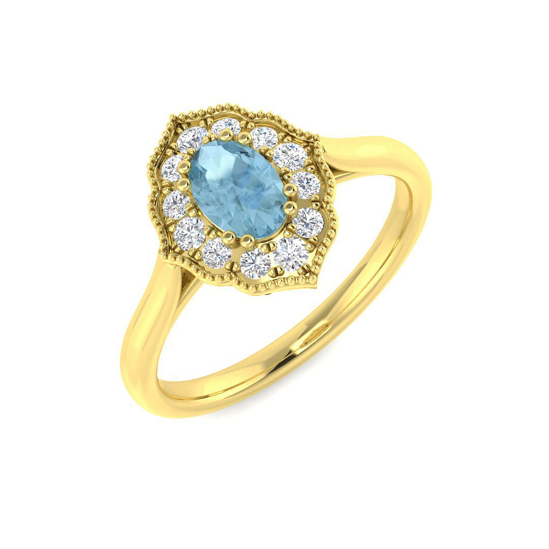 9ct Yellow Gold 0.55ct Aquamarine Ring