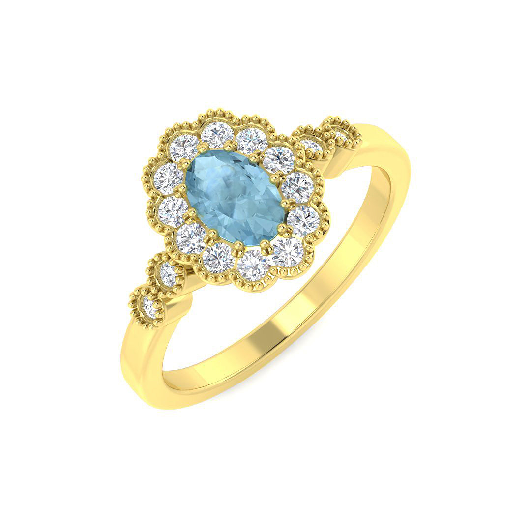 9ct Yellow Gold 0.63ct Aquamarine Ring