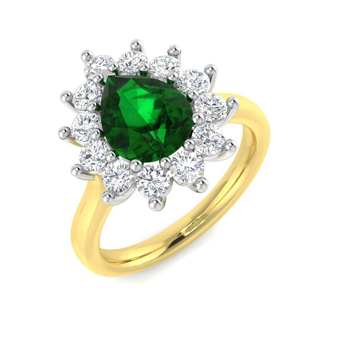 9ct Two-Tone Gold 2.29ct Laboratory Grown Lab Columbian Emerald Ring