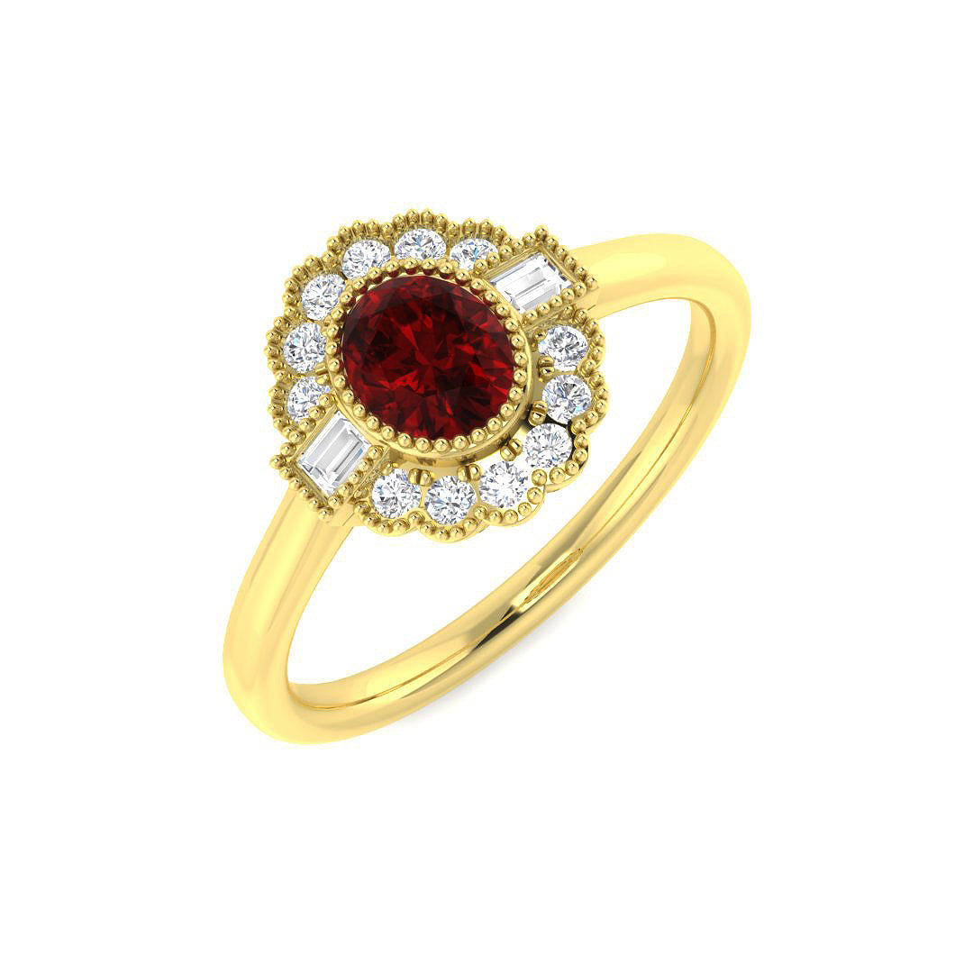 9ct Yellow Gold 0.72ct Ruby Ring