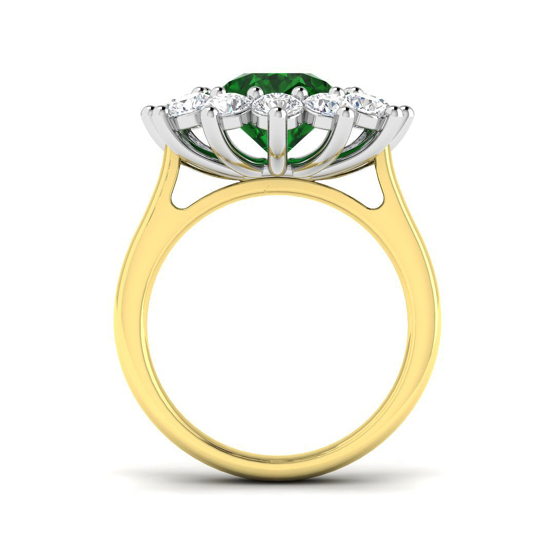 9ct Two-Tone Gold 4.51ct Laboratory Grown Lab Columbian Emerald Ring