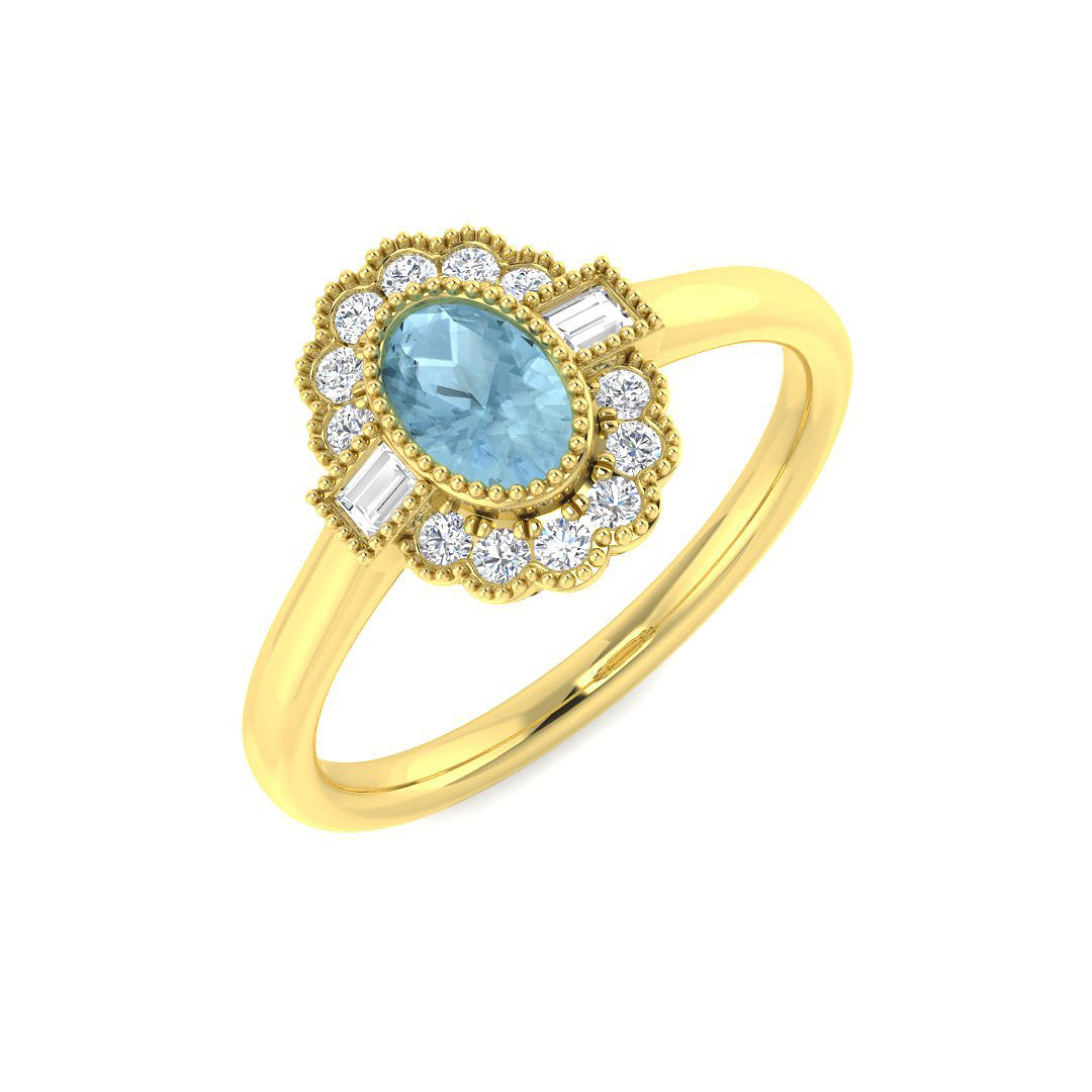 9ct Yellow Gold 0.62ct Aquamarine Ring