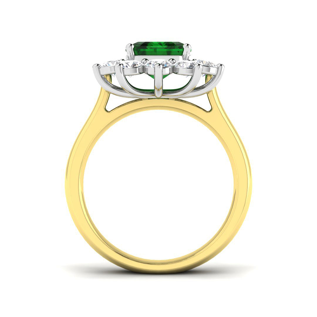 9ct Two-Tone Gold 3.80ct Laboratory Grown Lab Columbian Emerald Ring