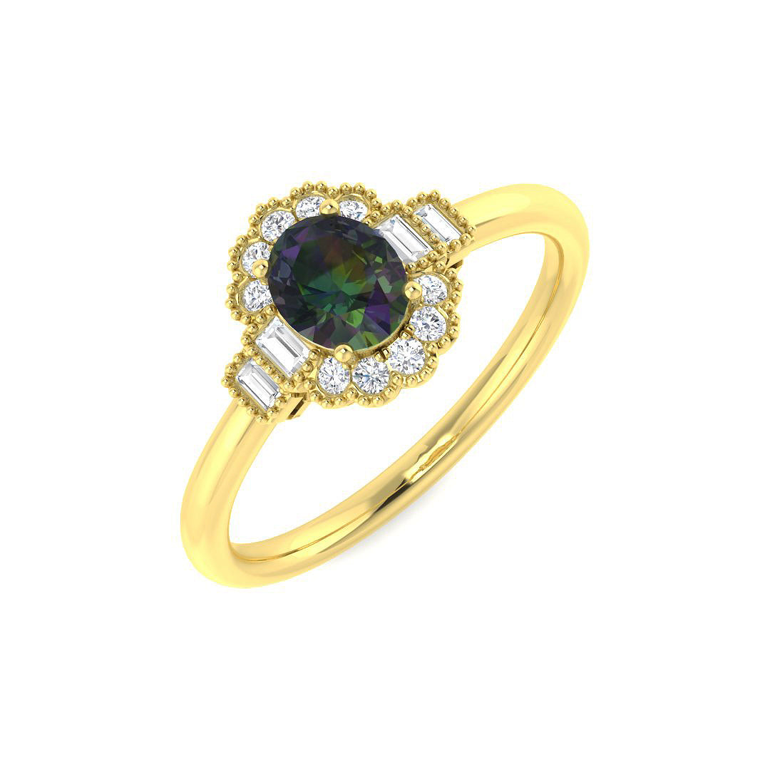 9ct Yellow Gold 0.70ct Teal Sapphire Ring