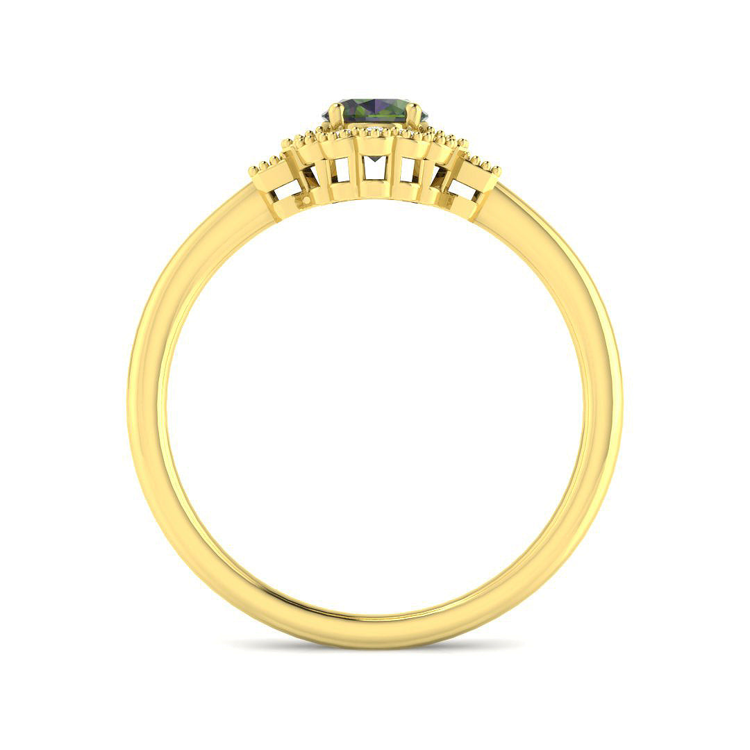 9ct Yellow Gold 0.70ct Teal Sapphire Ring