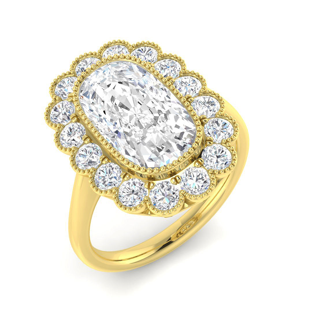 9ct Yellow Gold 4.03ct F VVS2 Laboratory Grown Cvd Old Cut Ring