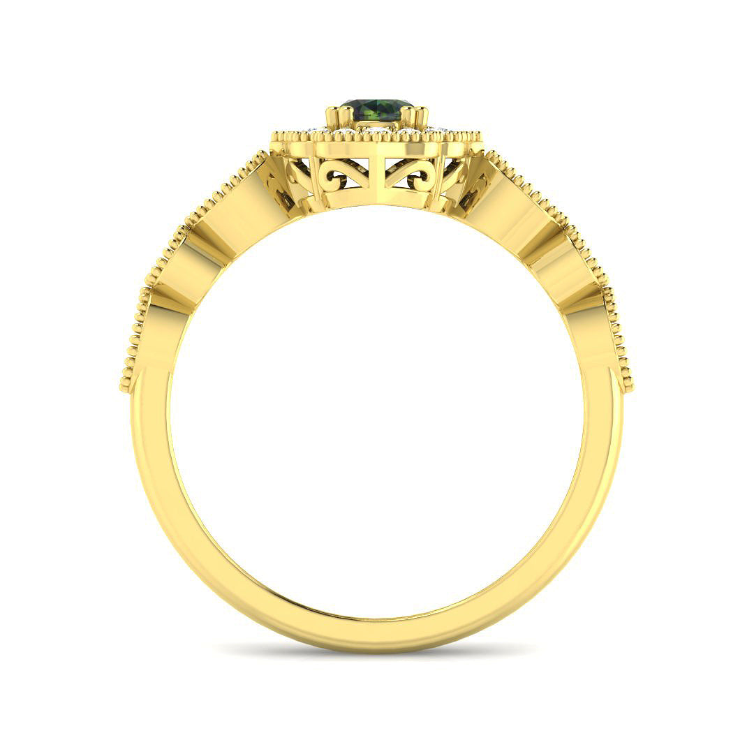 9ct Yellow Gold 0.61ct Teal Sapphire Ring