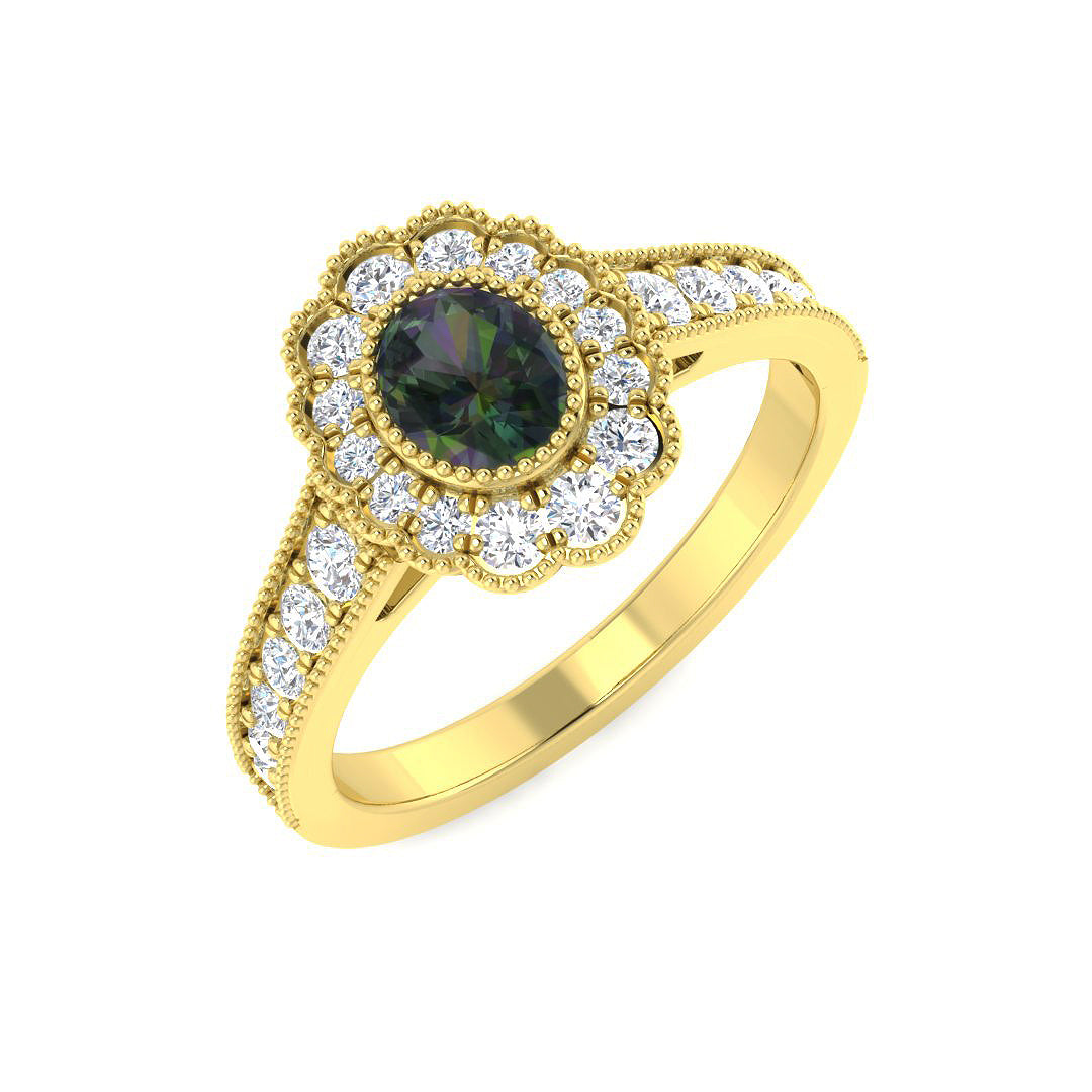 9ct Yellow Gold 0.84ct Teal Sapphire Ring