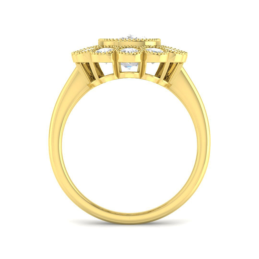 9ct Yellow Gold 4.31ct F VVS2 Laboratory Grown Cvd Old Cut Ring