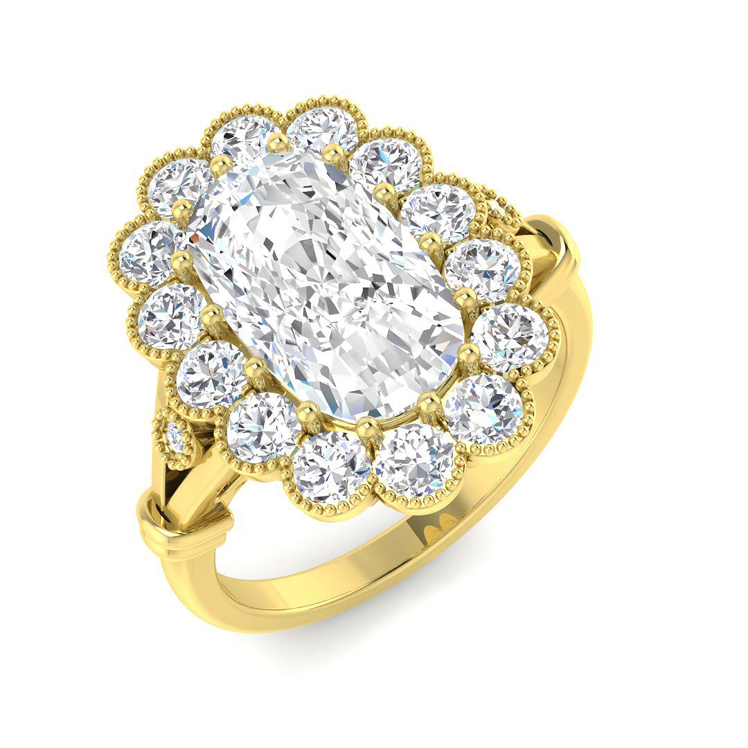 9ct Yellow Gold 3.95ct E VS1 Laboratory Grown Cvd Old Cut Ring
