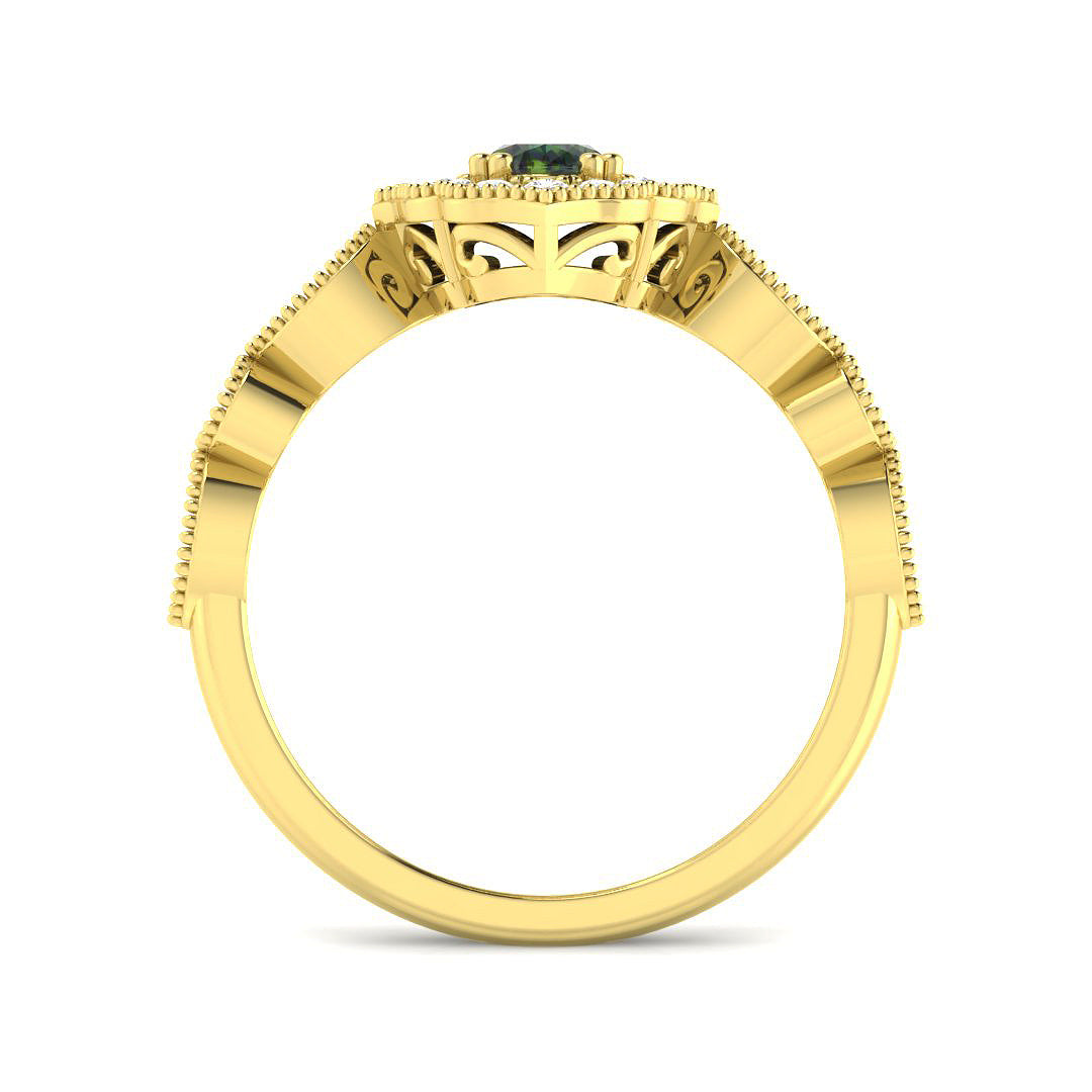 9ct Yellow Gold 0.93ct Teal Sapphire Ring