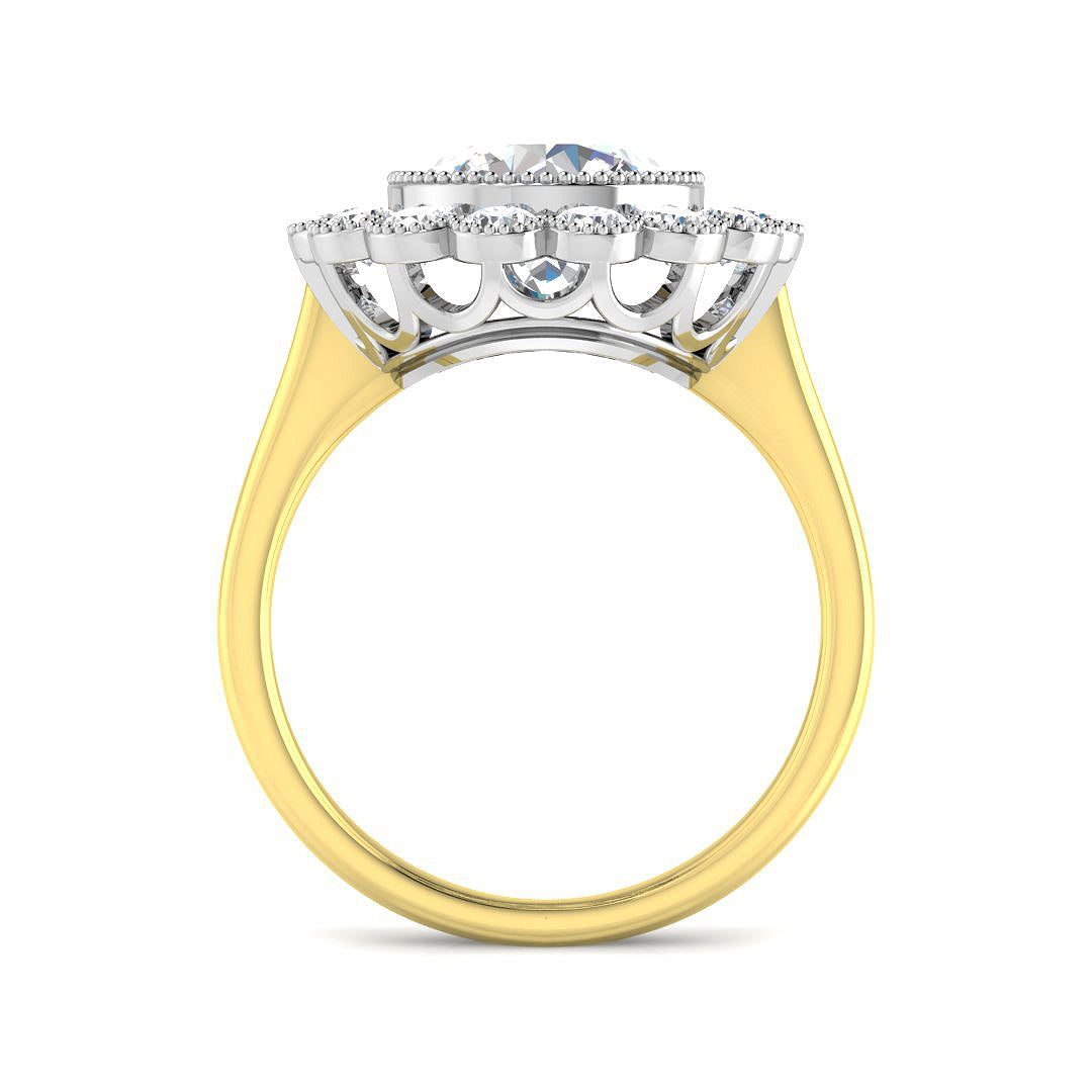9ct Two-Tone Gold 3.91ct E VS2 Laboratory Grown Cvd Old Cut Ring