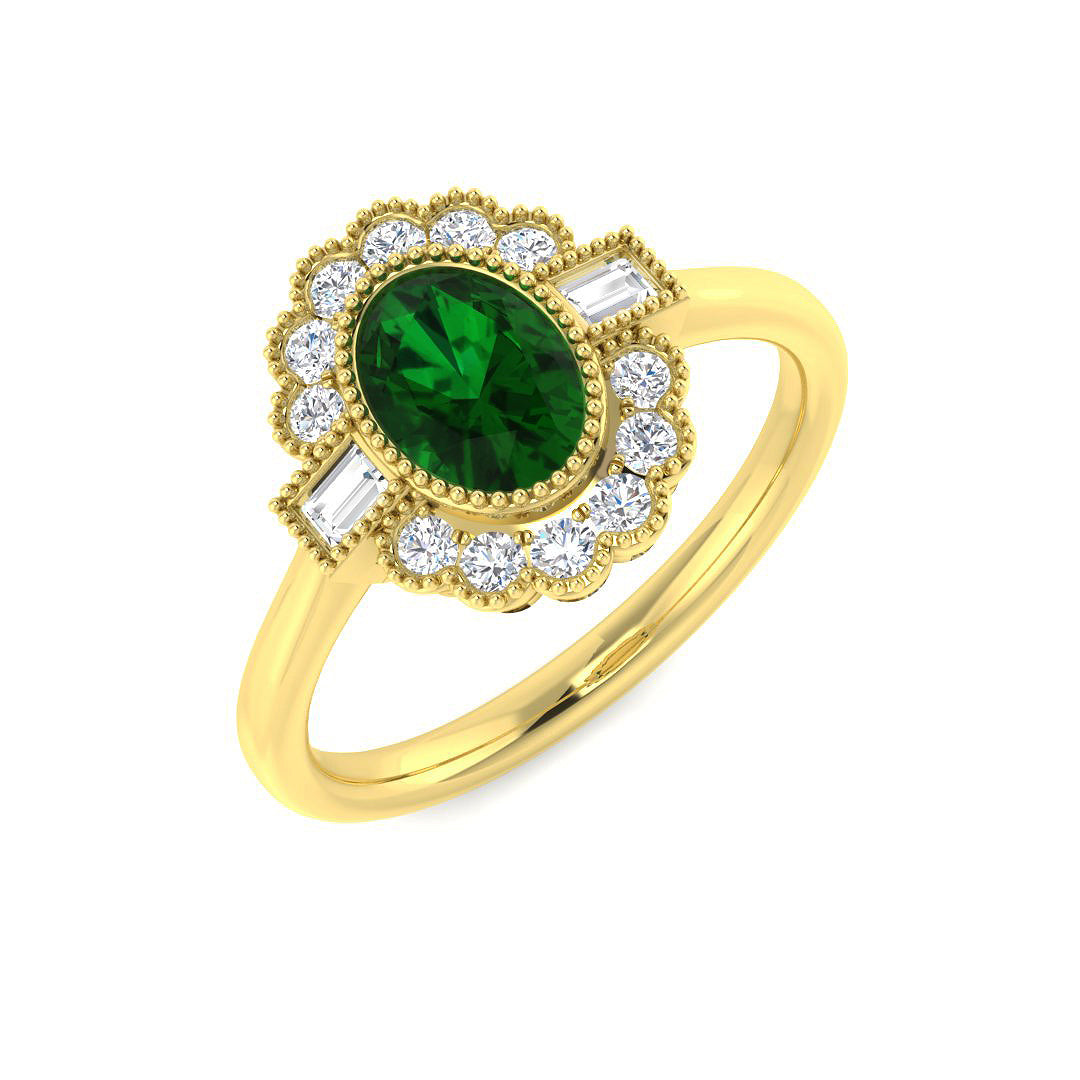 9ct Yellow Gold 1.13ct Emerald Ring