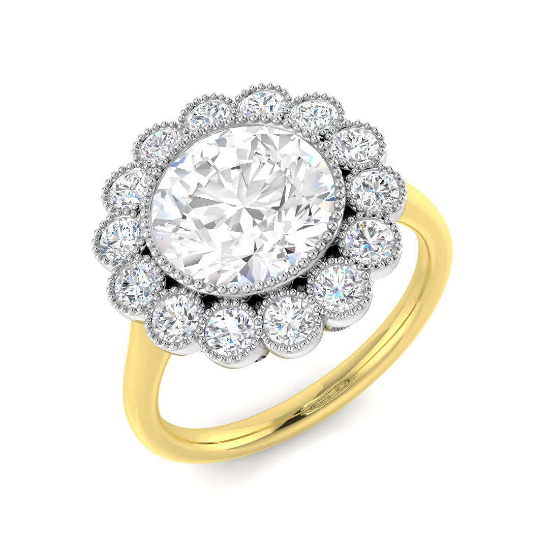 9ct Two-Tone Gold 3.77ct F VS1 Laboratory Grown Cvd Old Cut Ring