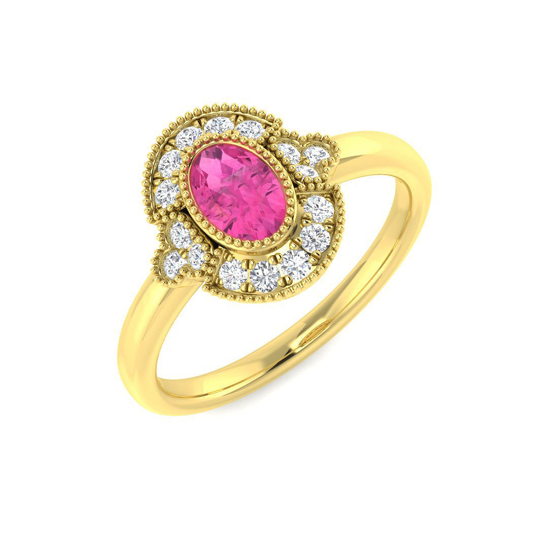 9ct Yellow Gold 0.84ct Pink Sapphire Ring