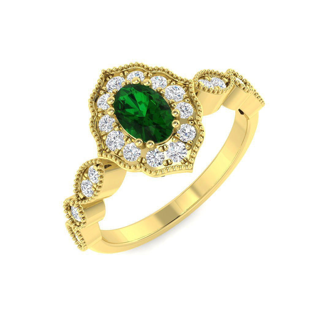 9ct Yellow Gold 0.75ct Emerald Ring