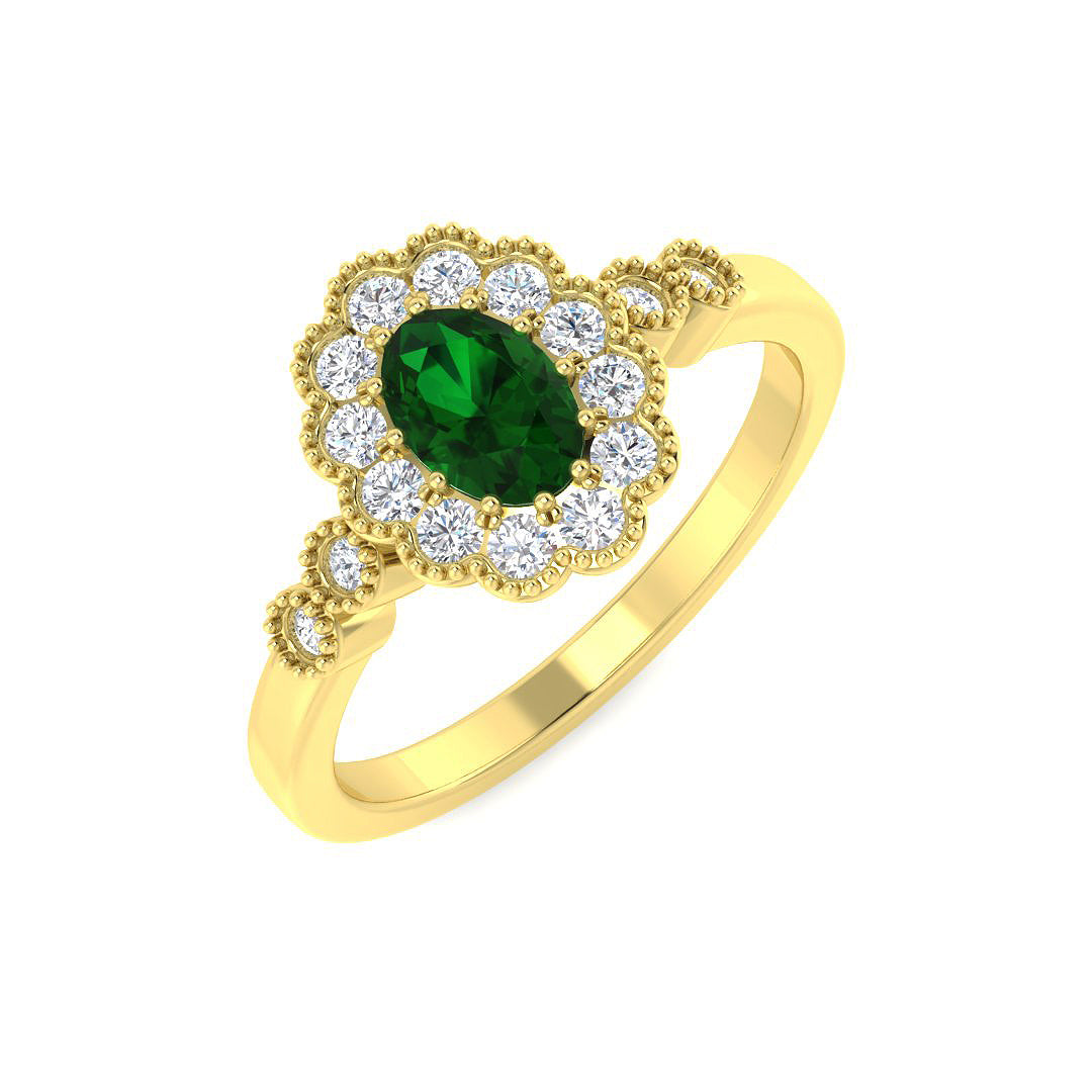 9ct Yellow Gold 0.66ct Emerald Ring