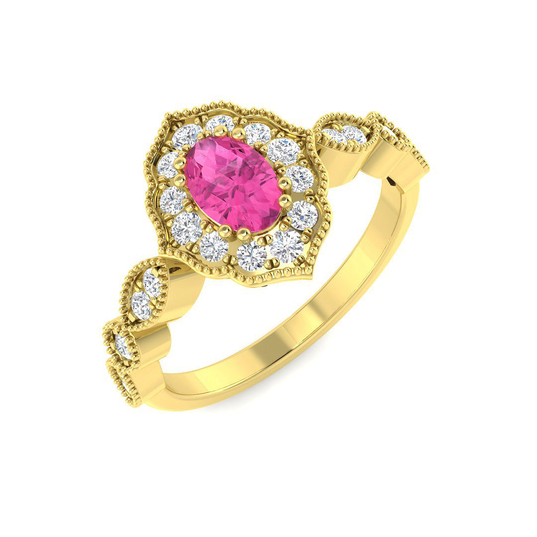 9ct Yellow Gold 0.90ct Pink Sapphire Ring