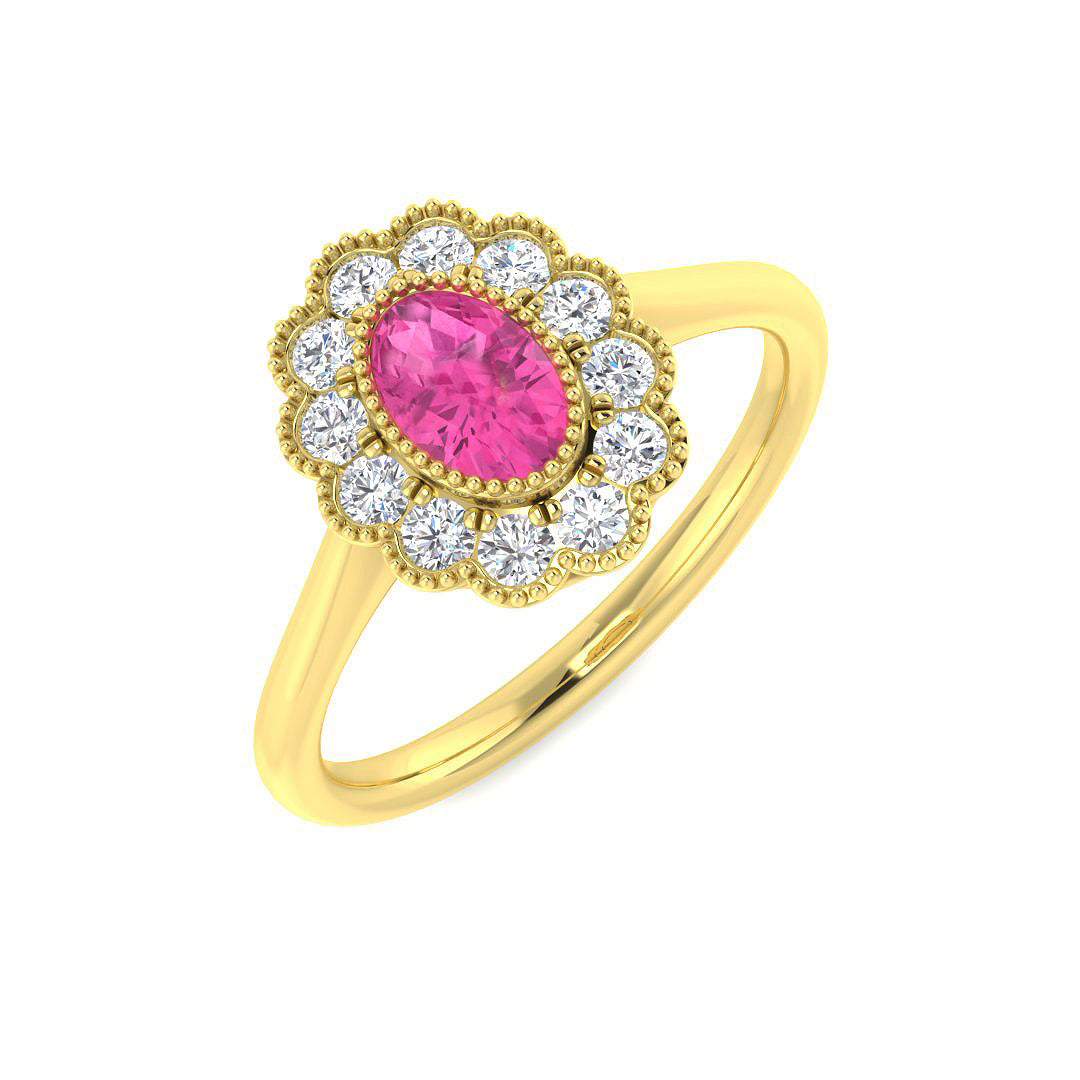 9ct Yellow Gold 1.05ct Pink Sapphire Ring
