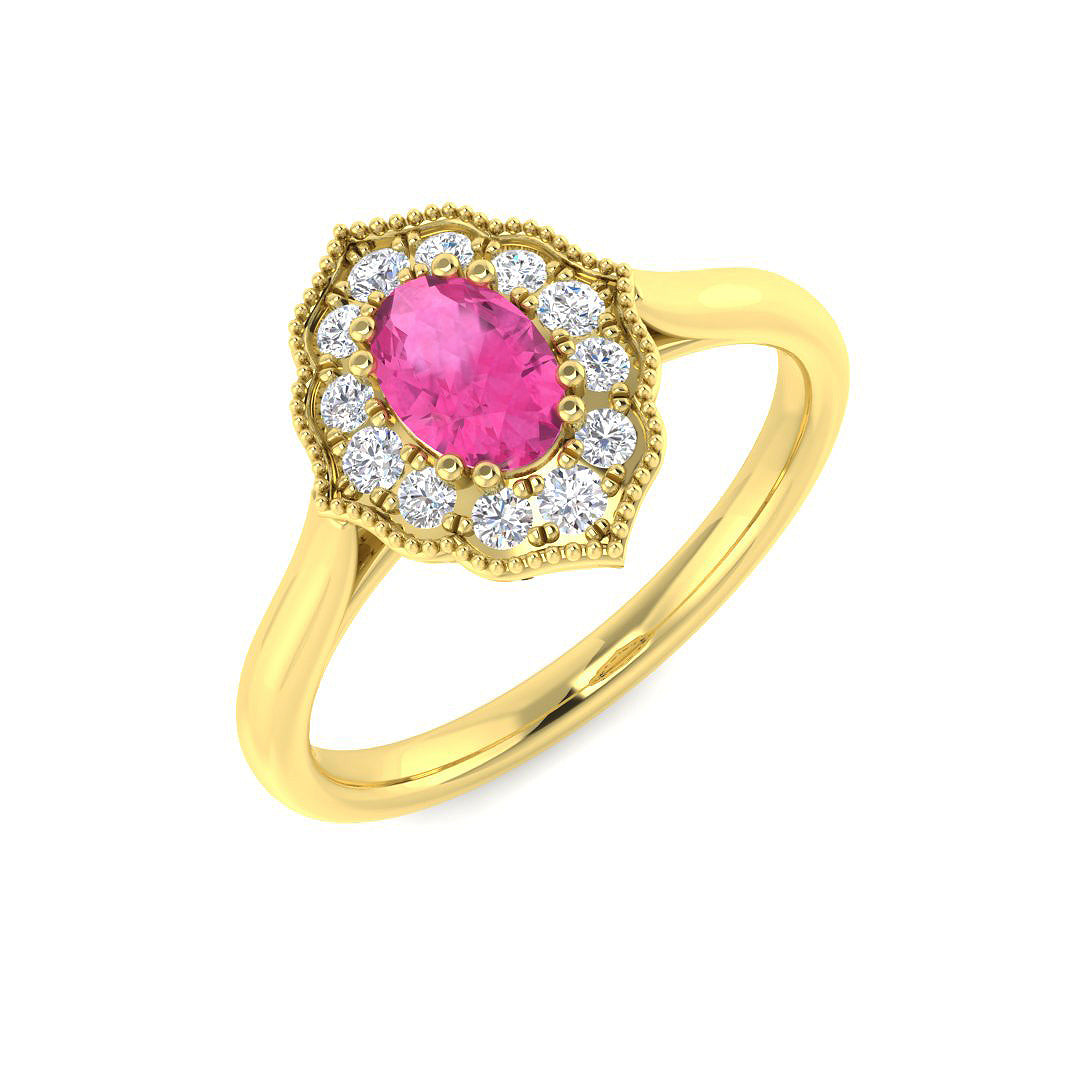9ct Yellow Gold 0.71ct Pink Sapphire Ring