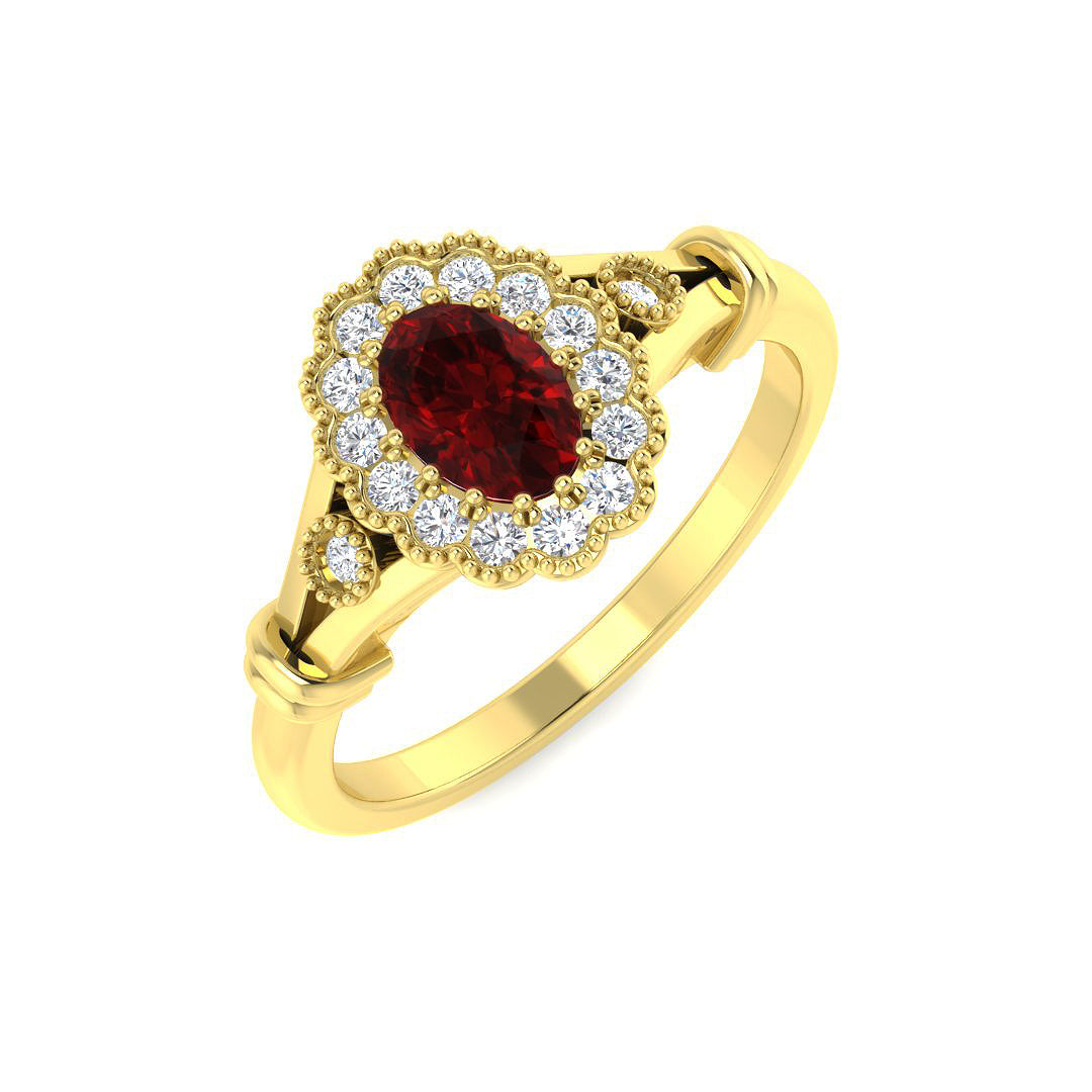 9ct Yellow Gold 0.93ct Ruby Ring
